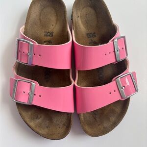 Woman’s  Pink Double-Buckle Birkenstock Slide Sandals